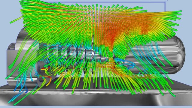 CFD simulation Computational fluid dynamics - industrial motor airflow simulation