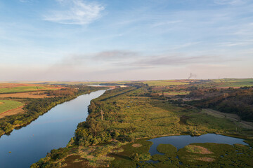 Tiete River seen from above on a sunny afternoon