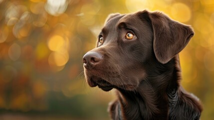 Cute appearance of a chocolate labrador retriever