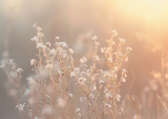 Beautiful Sunlit Field of Wildflowers, Perfect for Nature Photography or Spring Advertisements.