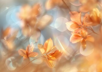 Autumn Leaves Blur: Soft-Focus Closeup of Nature's Beauty