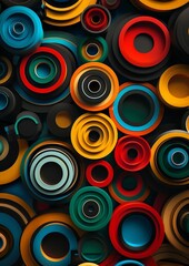 Vibrant Geometric Pattern of Circles with Pops of Color