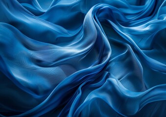 Fototapeta premium Elegant Blue Silk Ribbon Flowing