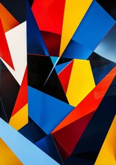 Vibrant Abstract Art: Geometric Mosaic of Colorful Shapes with a Dark Background
