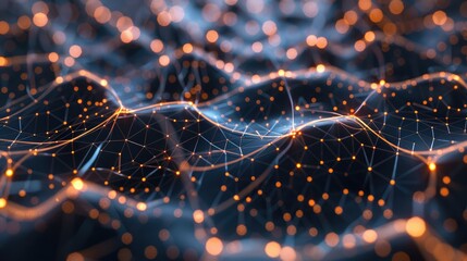 Close-up of a neural network visualization on a computer screen, with intricate connections representing deep learning processes