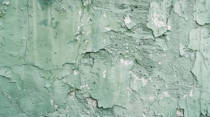 Obraz premium Old Abstract Worn Light Green Background Wide Rough Surface Wall Texture with Space for design