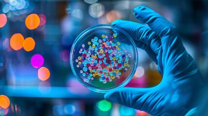 Colorful Lab Experiment with Microscope and Test Tube