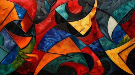 Vibrant Abstract Art with Colorful Stained Glass Panels