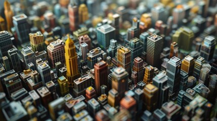 Urban Scene: Aerial Perspective of a City Skyline with Buildings and Skyscrapers