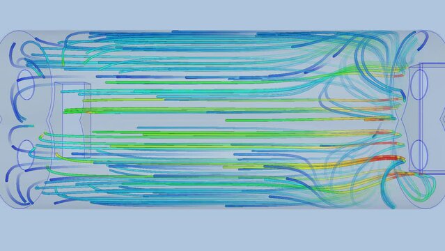 CFD simulation Computational fluid dynamics - industrial thermal screw conveyor airflow simulation