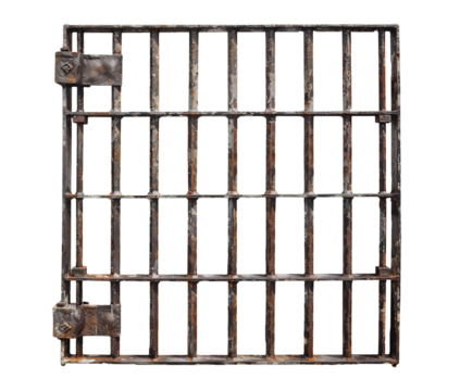 Prison iron bars isolated on transparent background