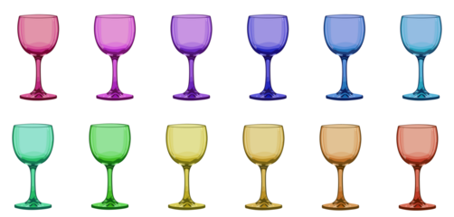 Collection of colorful goblets with glass effects in vector