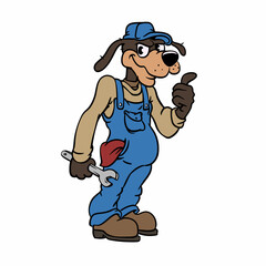 Dog Mechanic Cartoon Mascot in Vector