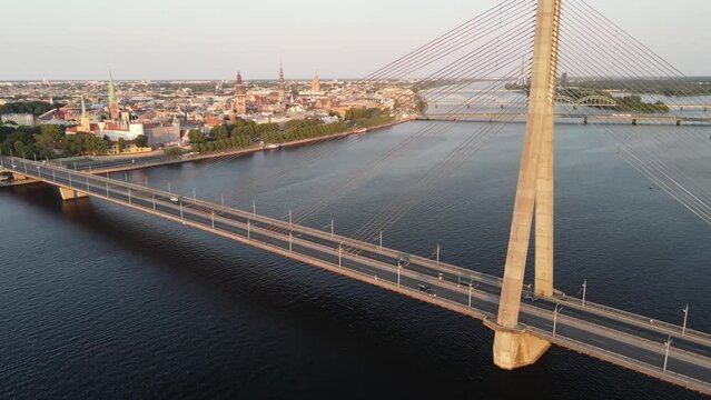 Top view of the old town of Riga with beautiful colorful buildings in Riga city, Latvia.