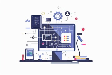 Conceptual Technology Flat Illustration created with Generative AI