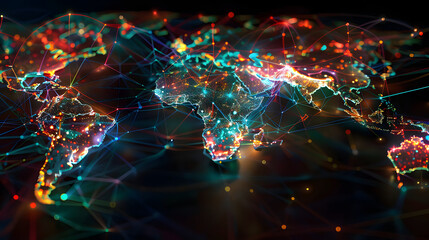 Fototapeta premium world map with technology effect