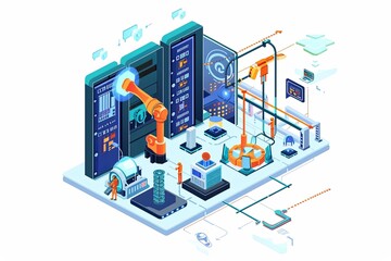 Obraz premium Conceptual Technology Flat Illustration created with Generative AI