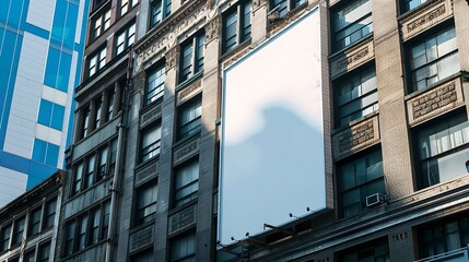 Obraz premium Building city with mockup space and billboard for advertising commercial product or logo Empty poster for brand marketing multimedia and communication with announcement urban and banne : Generative AI