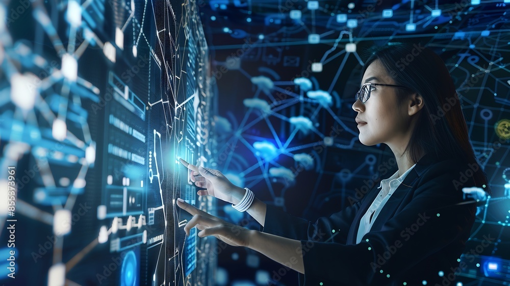 Poster Data exchange digital technology background software development cloud computing Business Intelligence global network Data analysis technician team computer programming internet techno : Generative AI