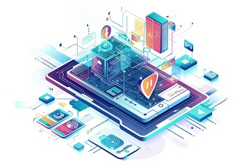 Obraz premium Conceptual Technology Flat Illustration created with Generative AI