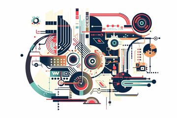 Conceptual Technology Flat Illustration created with Generative AI