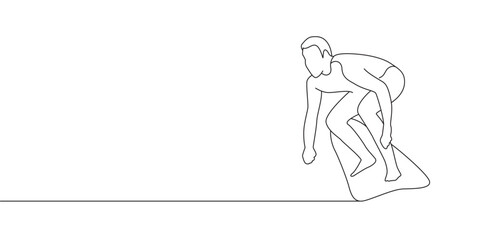 Surfing line art style vector illustration. surfer illustration