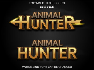 animal hunter text effect, font editable, typography, 3d text for medieval fantasy and rpg games. vector template