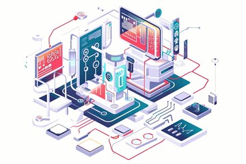 Conceptual Technology Flat Illustration created with Generative AI