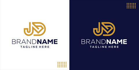 Creative JD Letter Logo With Diamonds, Design Inspiration, Illustration, Vector
