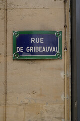Obraz premium typical vintage parisian street name sign , rue de Gribeauval