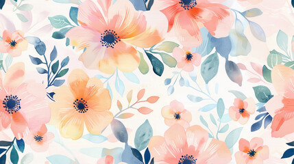 Bright Spring Summer Watercolor Flowers