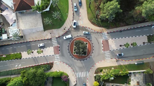 Aerial video over an urban area in Kokhav Yair, Israel