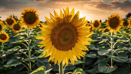 Obraz premium sunflowers field in a sunny day background