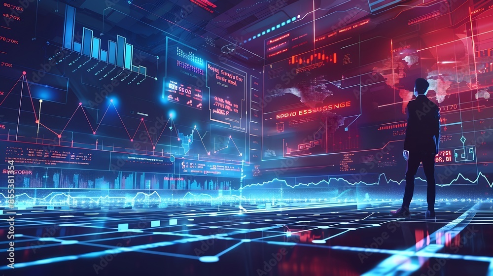 Aufkleber futuristic business digital financial data technology concept for future big data analytic and busin