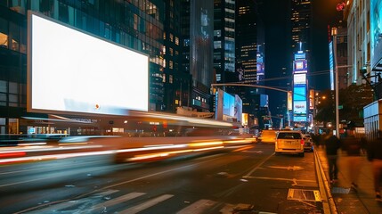 Blank white advertising billboard in the city : Generative AI