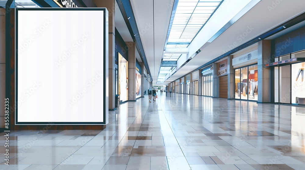 Aufkleber mockup of a blank billboard store front sign in a shopping mall perfect for showcasing your logo and