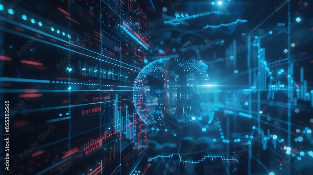 Poster Big data analytics with AI technology Data analyst analyzing and visualizing complex information network with artificial intelligence Machine learning algorithm for business analytics  : Generative AI