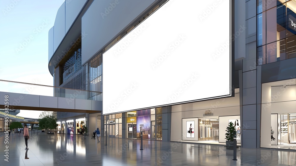 Aufkleber mock up white large led display horizontal billboard on shopping mall building clipping path for moc