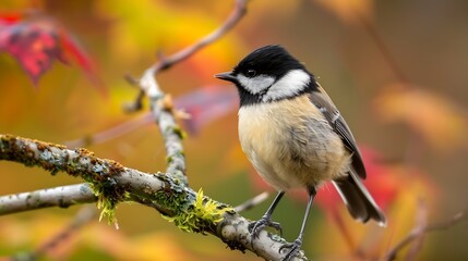Fototapeta premium Blackcapped Chickadee Delta BC Canada : Generative AI
