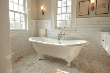 White Bathroom with White Tub