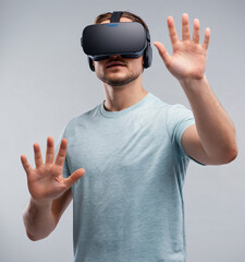 Naklejka premium professional using virtual reality glasses