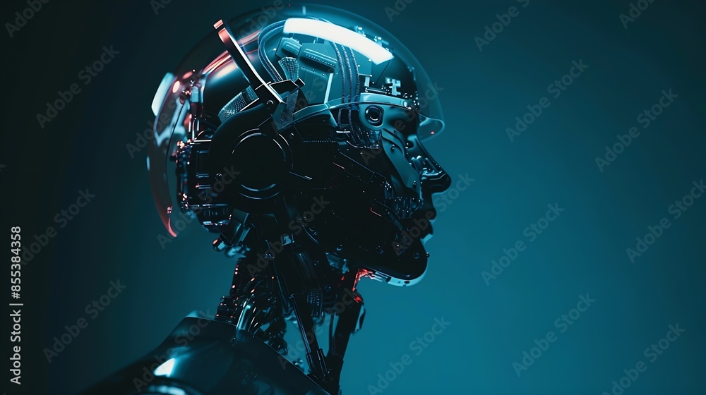 Poster Ai technology Artificial Intelligence man using technology smart robot AI artificial intelligence by enter command prompt for generates something Futuristic technology transformation C : Generative AI