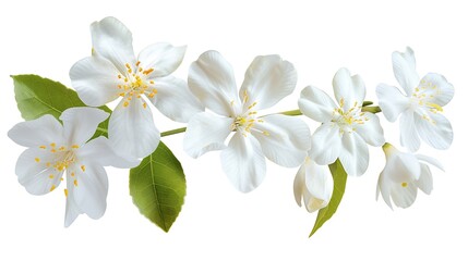 Fototapeta premium PNG White jasmine flowers isolated on white background : Generative AI