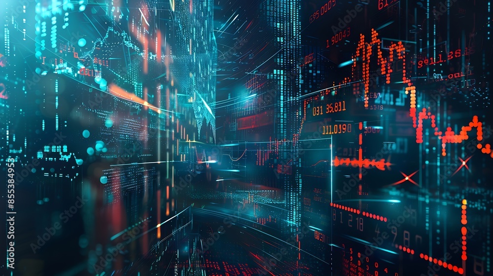 Aufkleber futuristic business digital financial data technology concept for future big data analytic and busin