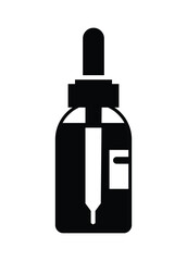 Face serum bottle. Simple illustration in black and white
