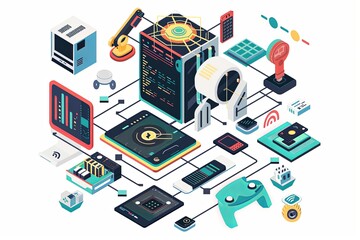 Conceptual Technology Flat Illustration created with Generative AI