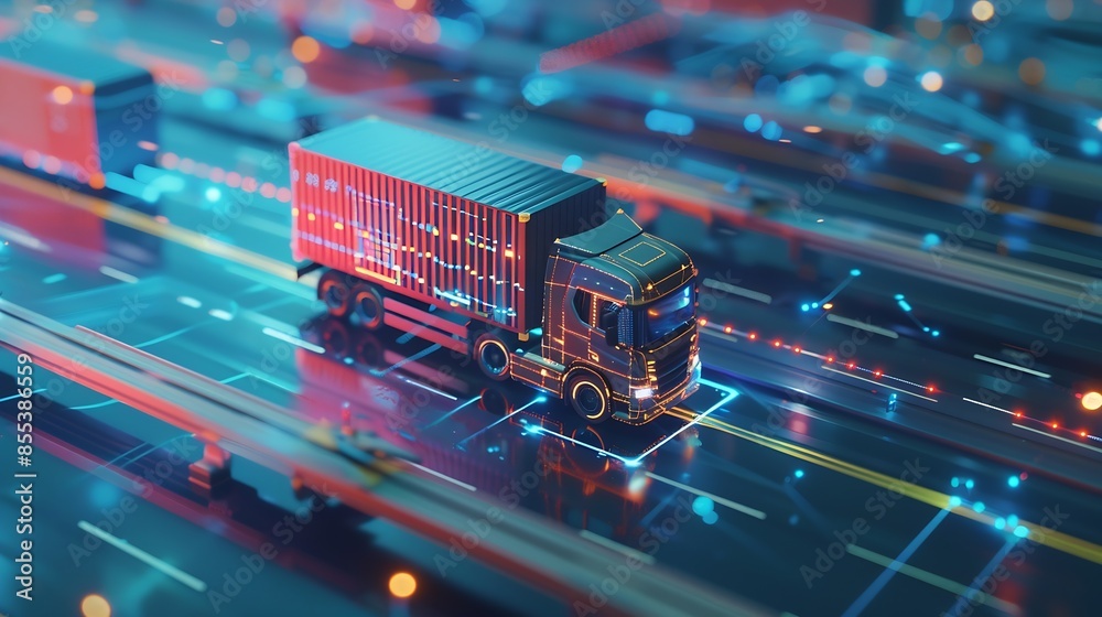 Fototapete Transportation and logistics network distribution technology concept Using AI in logistics and supply chain management Planning with real time visibility and control over optimized sup : Generative AI