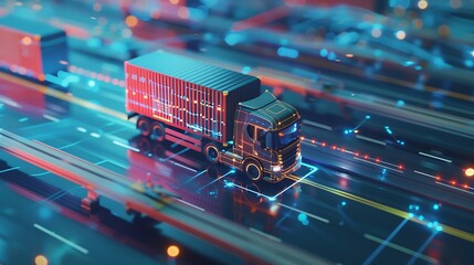 Transportation and logistics network distribution technology concept Using AI in logistics and supply chain management Planning with real time visibility and control over optimized sup : Generative AI