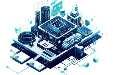 Conceptual Technology Flat Illustration created with Generative AI