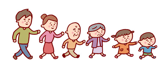 線画タッチのかわいい家族